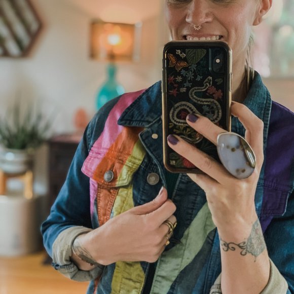 Custom painted Metallic "Love" Buffalo Denim Jacket S - Picture 2 of 7